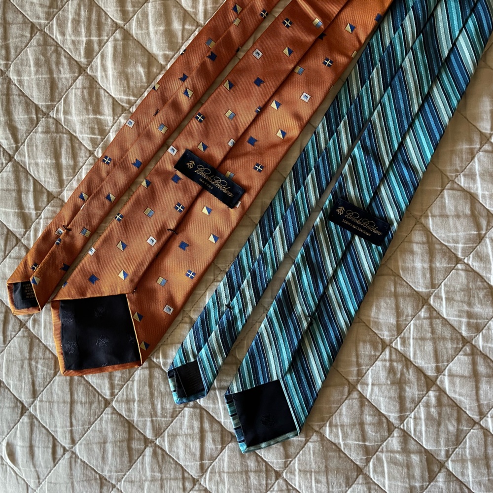 Brooks Brothers Orange and Blue Tie Set